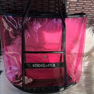 Kendall & Kylie Black and Pink Transparent Tote